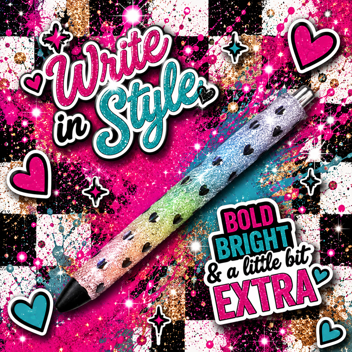 Pastel Rainbow Glitter Pen