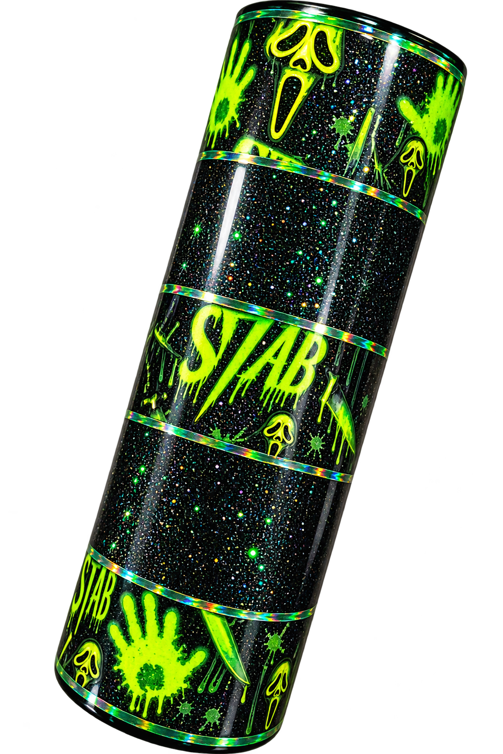 Black & Green Horror Glitter Tumbler